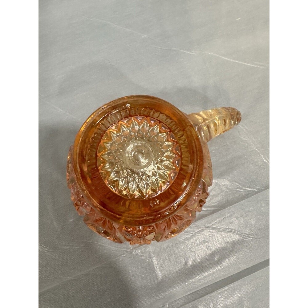 Antique Amber Pressed Glass Teacup Coffee Cup – Starburst & Geometric Pattern - Picture 4 of 5